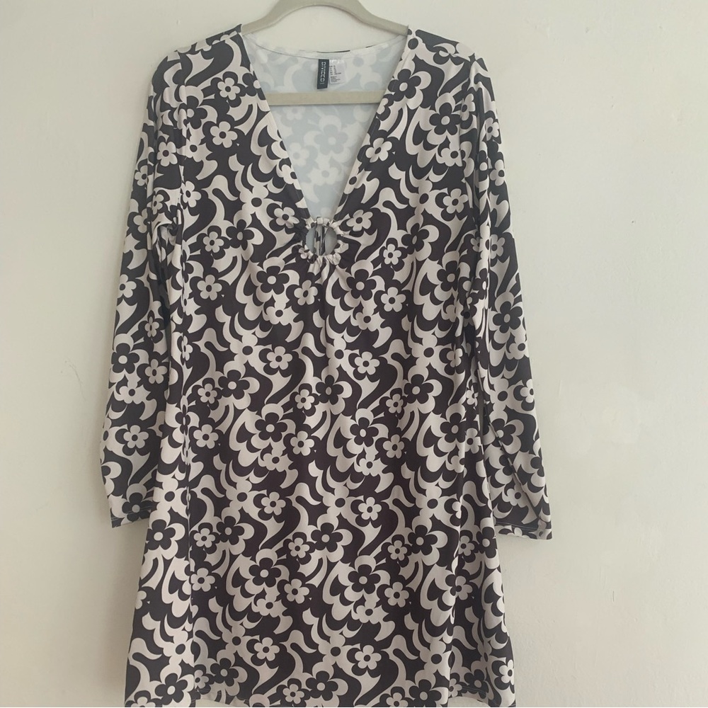 70s printed mini dress